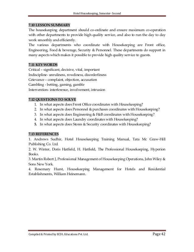 MANAGING HOUSEKEEPING OPERATIONS PDF